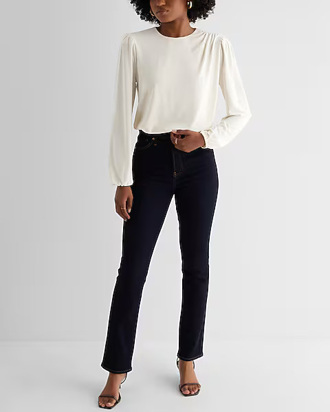 Skimming Crew Neck Puff Sleeve Bodysuit | Express