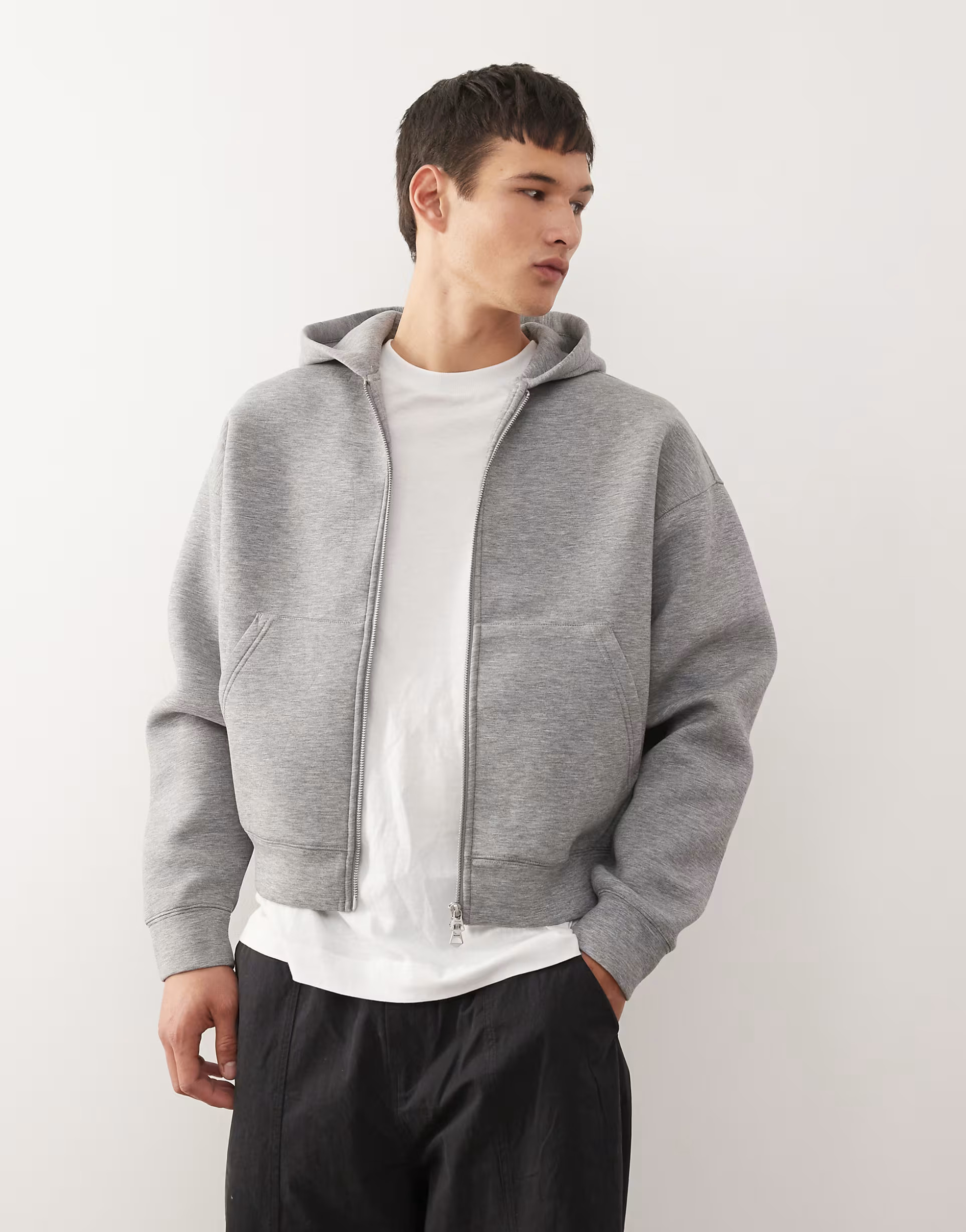 Home› Search results for weekday› Weekday Simon  zip through hoodie in grey melange in scuba-... | ASOS (Global)