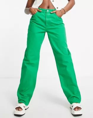 NA-KD x Melissa Bentsen baggy jeans in green | ASOS (Global)