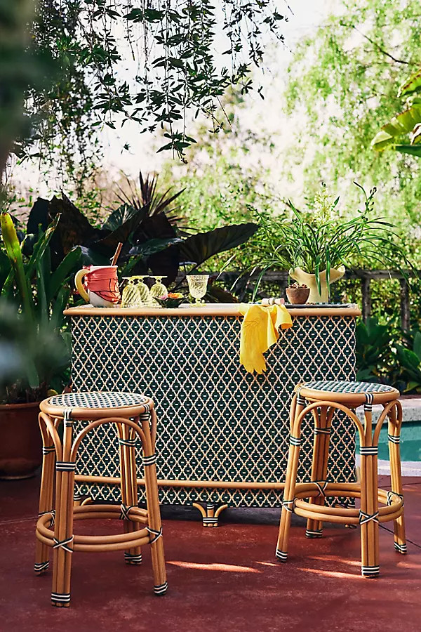 Coastal Rattan Indoor/Outdoor Bar Cabinet | Anthropologie (US)