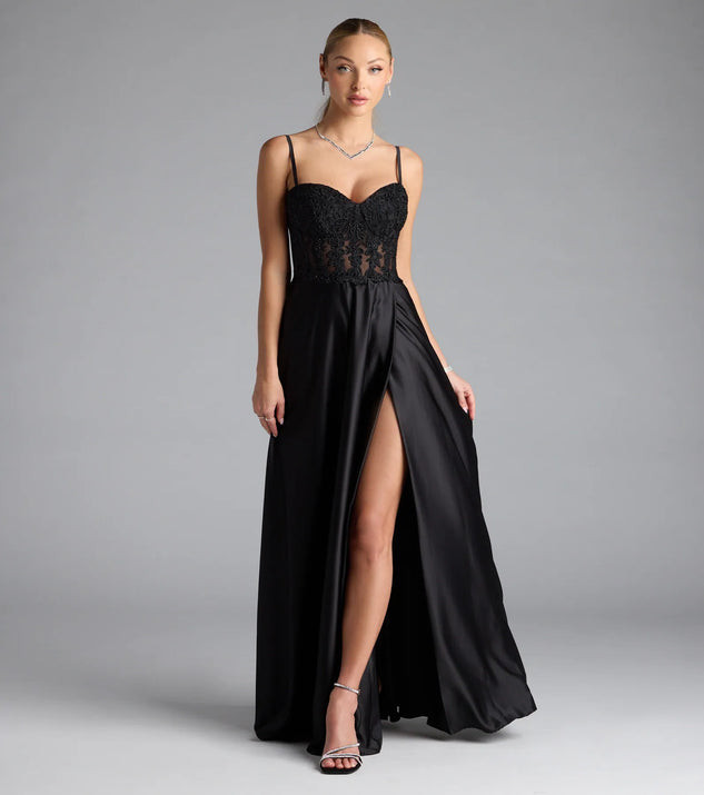 Antonina Sweetheart Corset A-Line Satin Formal Dress | Windsor Stores
