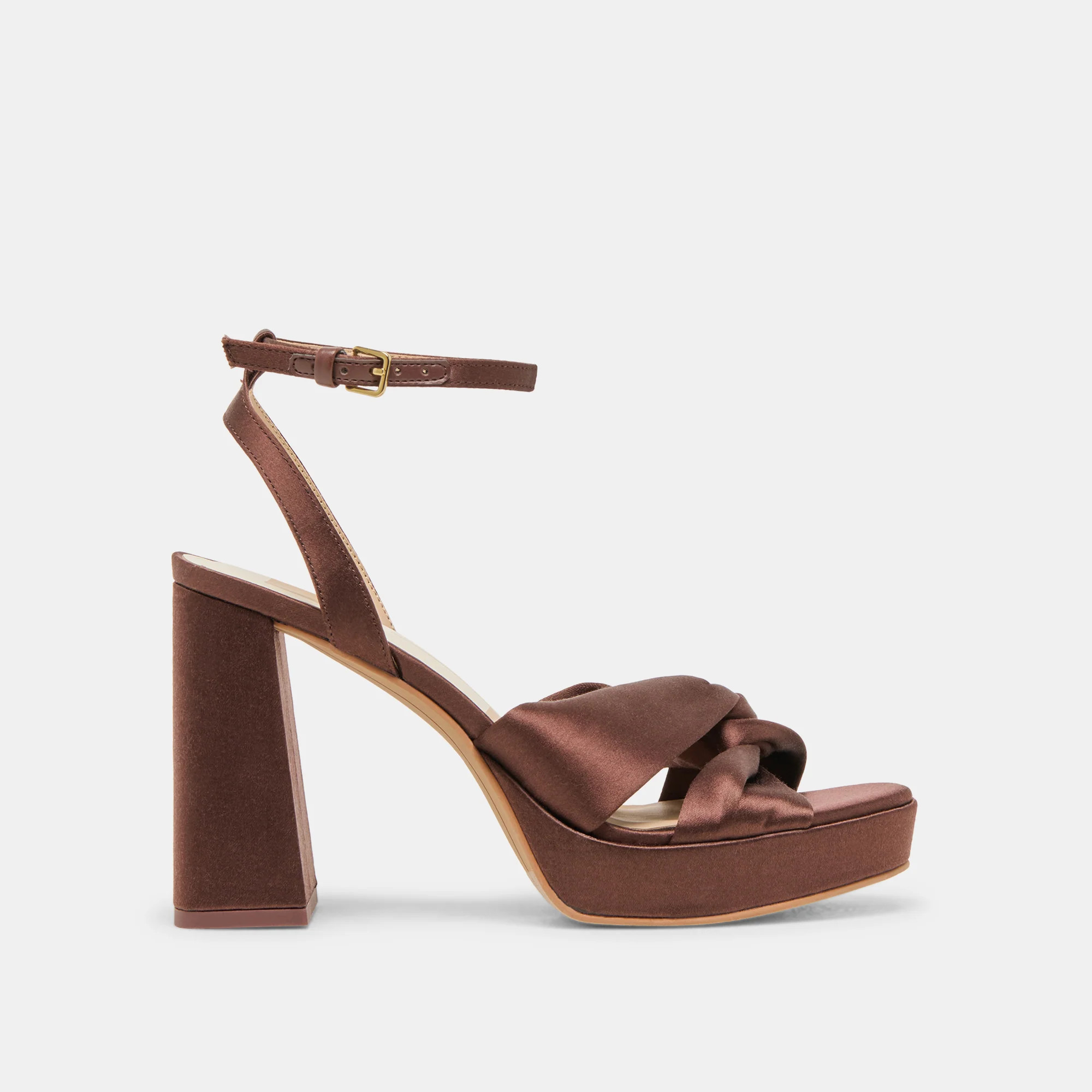 PARLO HEELS MID BROWN SATIN | DolceVita.com