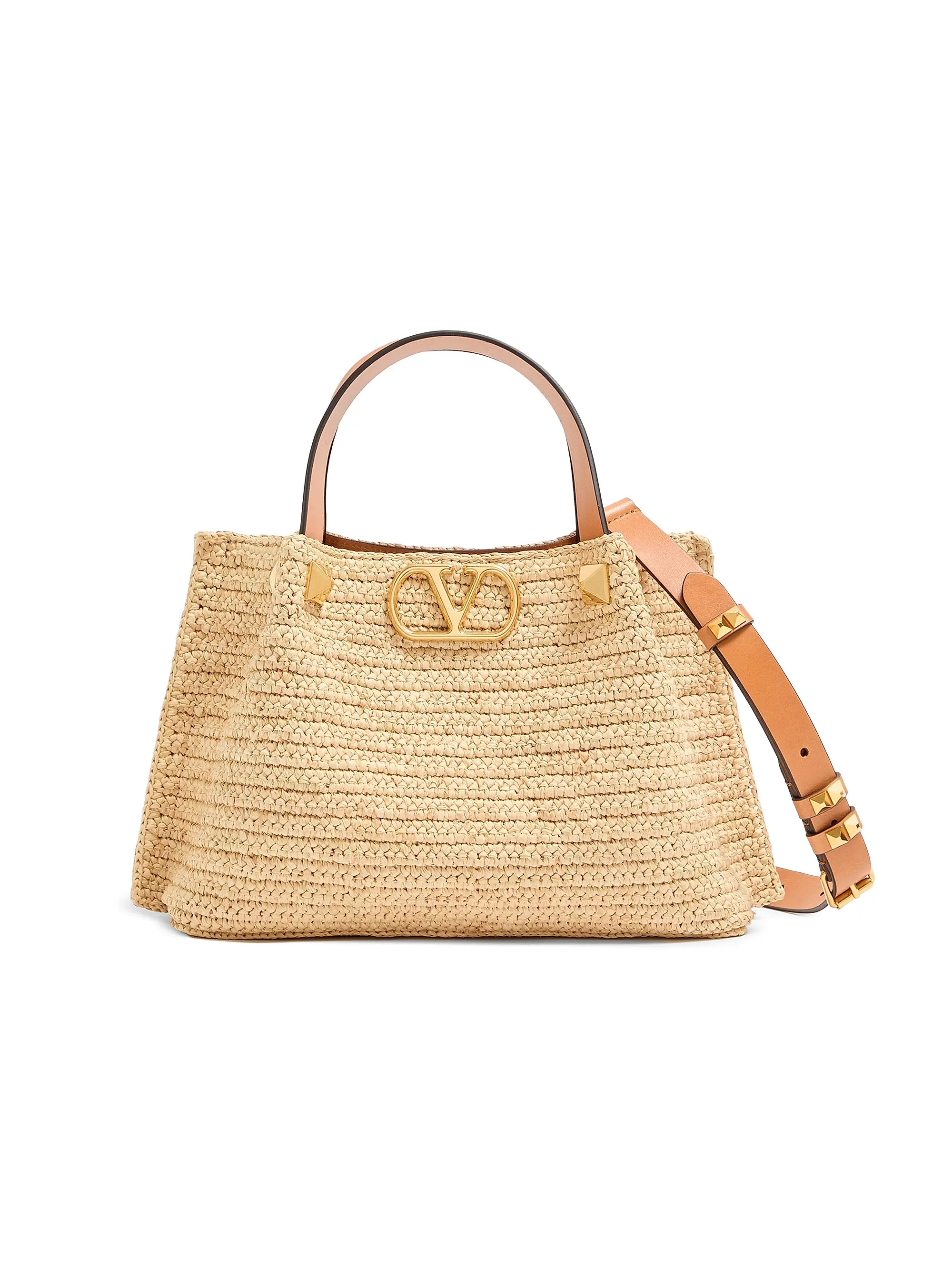 Valentino Garavani Small Raffia Shopping Bag | Saks Fifth Avenue | Saks Fifth Avenue