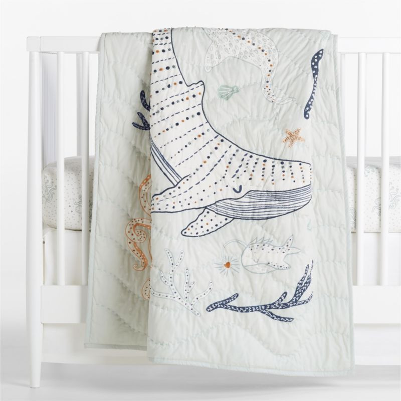 Aquatic Life Organic Cotton Baby Crib Quilt + Reviews | Crate & Kids | Crate & Barrel