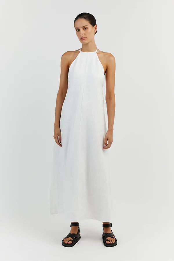 BREE WHITE LINEN MAXI DRESS | DISSH