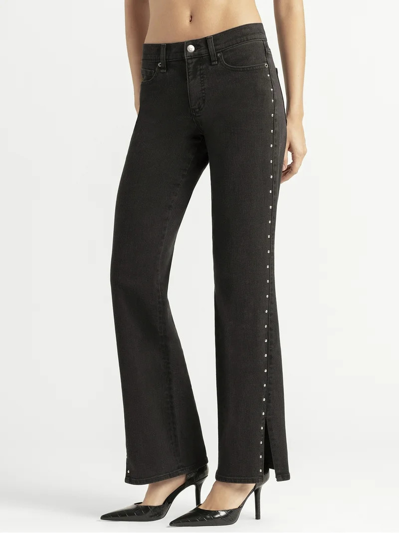 Jessica Simpson Women's Rosa Studded Relaxed Straight Leg Jeans, 31.5” Inseam, Sizes 2-16 | Walmart (US)