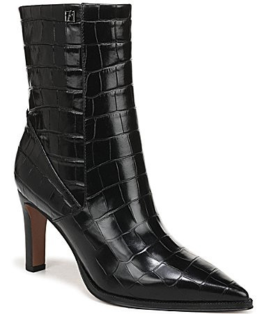 Franco Sarto Appia Croco Embossed Leather Dress Booties - 9.5 | Dillard's