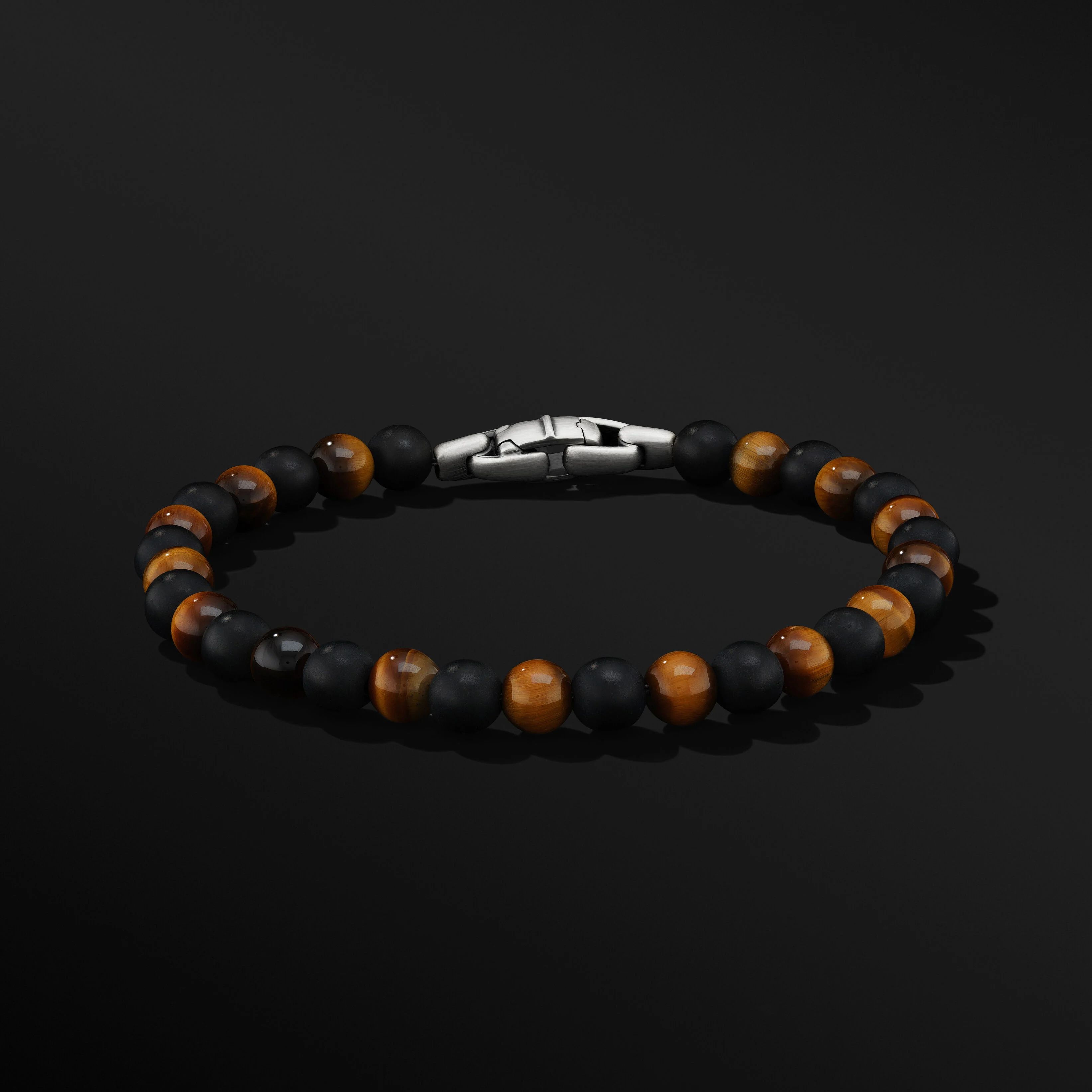 Spiritual Beads Alternating Bracelet in Sterling Silver with Black Onyx and Tiger's Eye | David Yurman