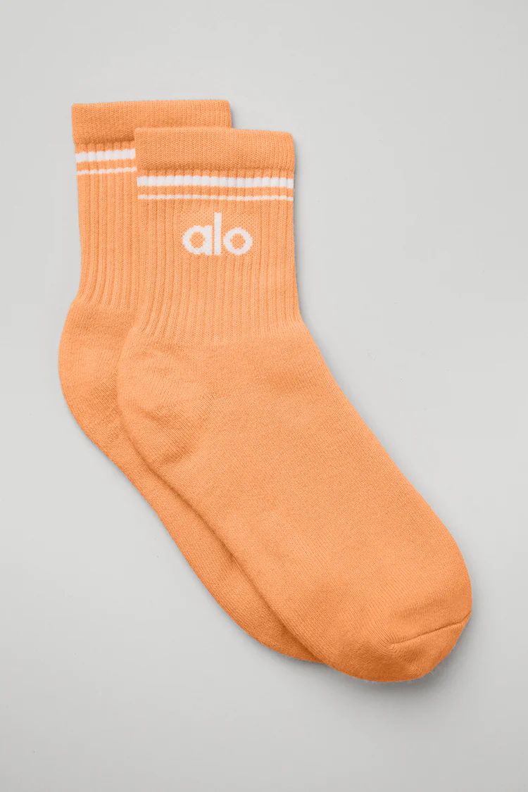 Unisex Half-Crew Throwback Sock - Cantaloupe/White | Alo Yoga