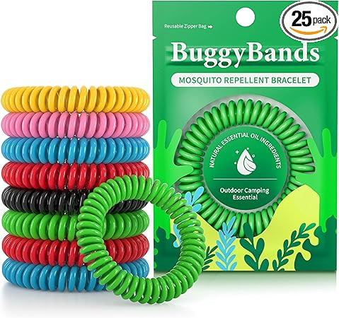 BuggyBands 25 Pack Mosquito Bracelets for Adults & Kids - Natural DEET-Free Bands, Individually W... | Amazon (US)