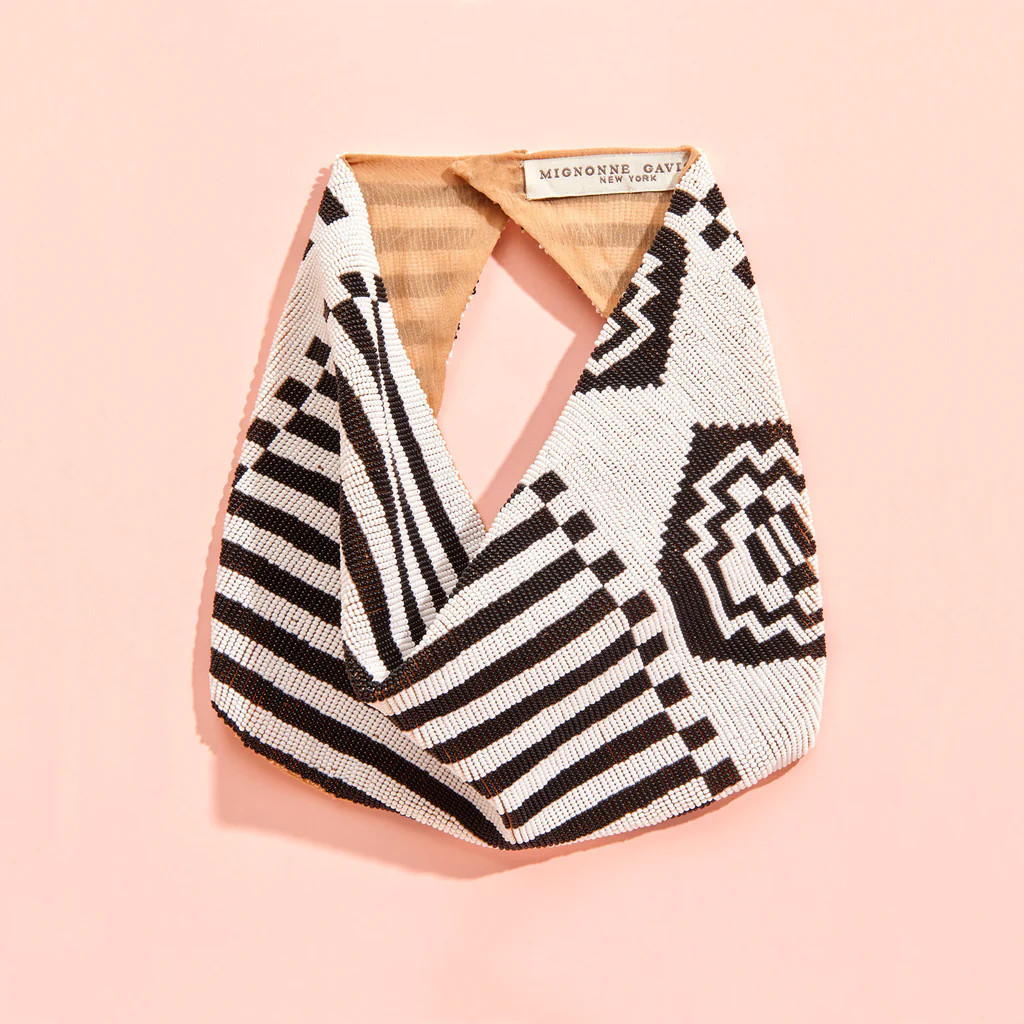 Aztec Scarf Necklace Black White | Mignonne Gavigan
