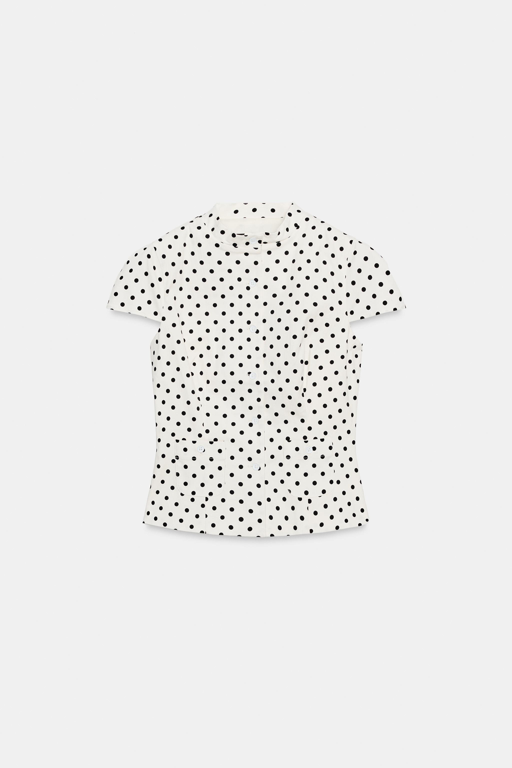 POLKA DOT POPLIN TOP WITH POCKETS | Zara UK