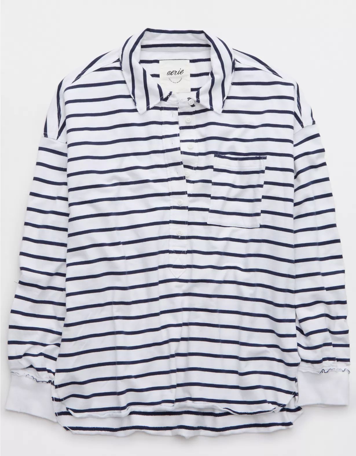 Aerie Take It Easy Popover Polo Sweatshirt | American Eagle Outfitters (US & CA)