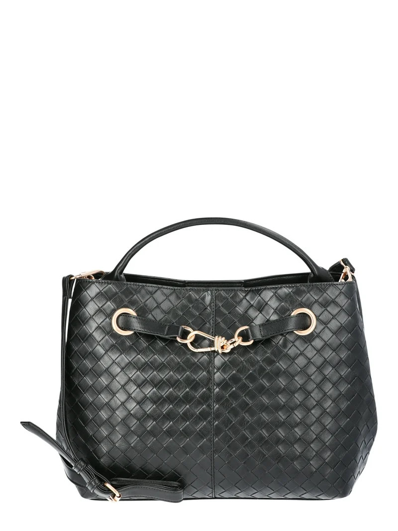 Time and Tru Women's Hazel Satchel Bag Handbag, Black | Walmart (US)