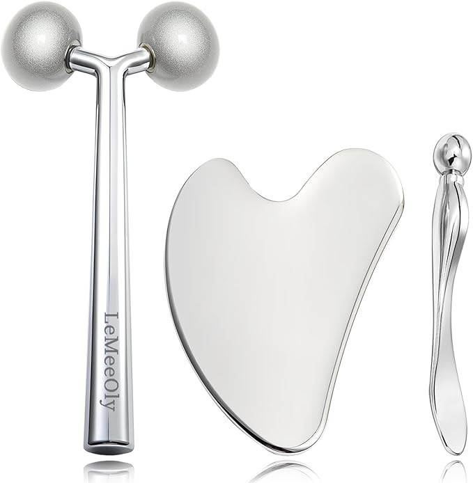 2Pcs Gua Sha Facial Tools Stainless Steel, Detailer GuaSha Set for Face Neck, Natural Skin Care M... | Amazon (US)