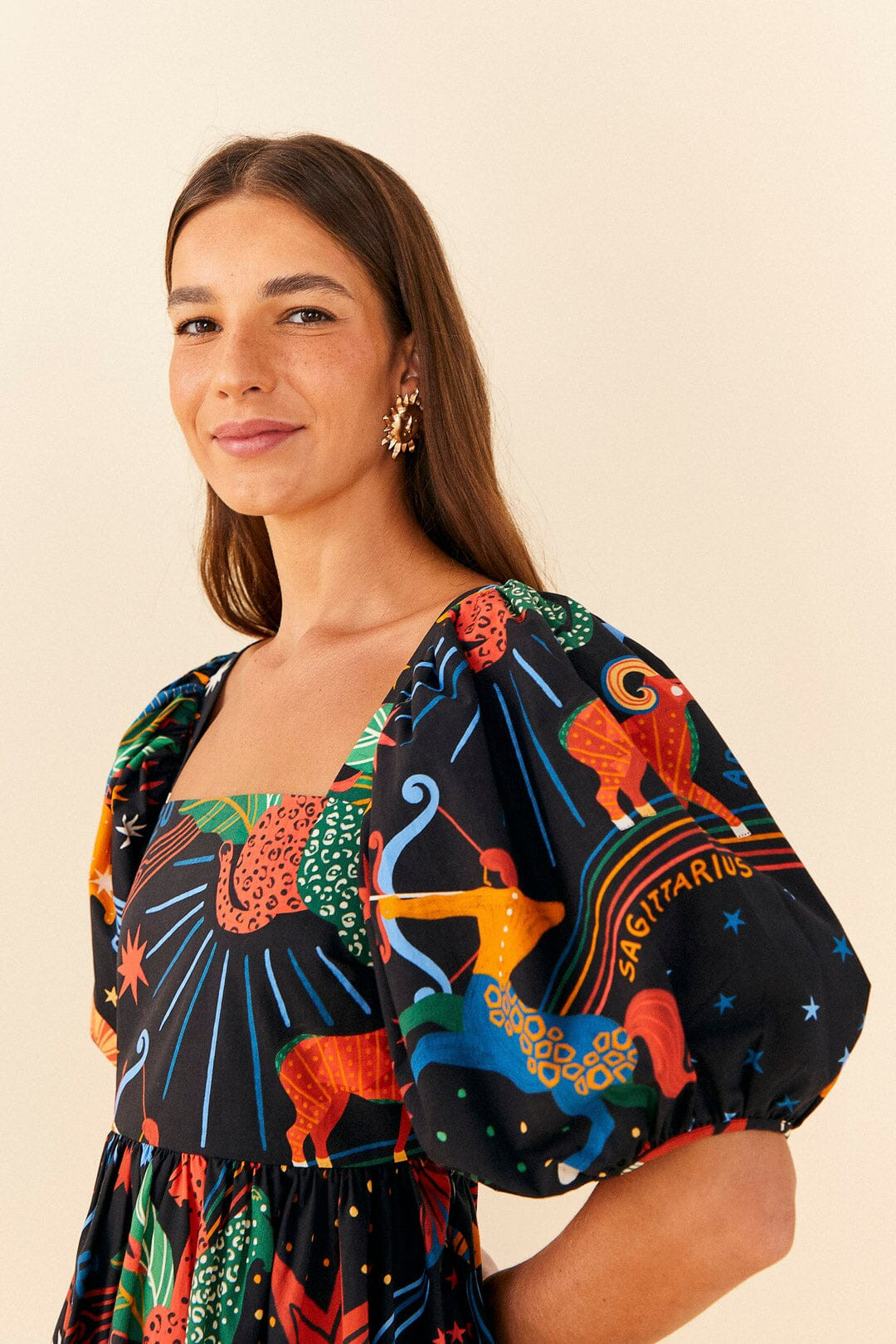 zodiac organic cotton mini dress | FarmRio (US)