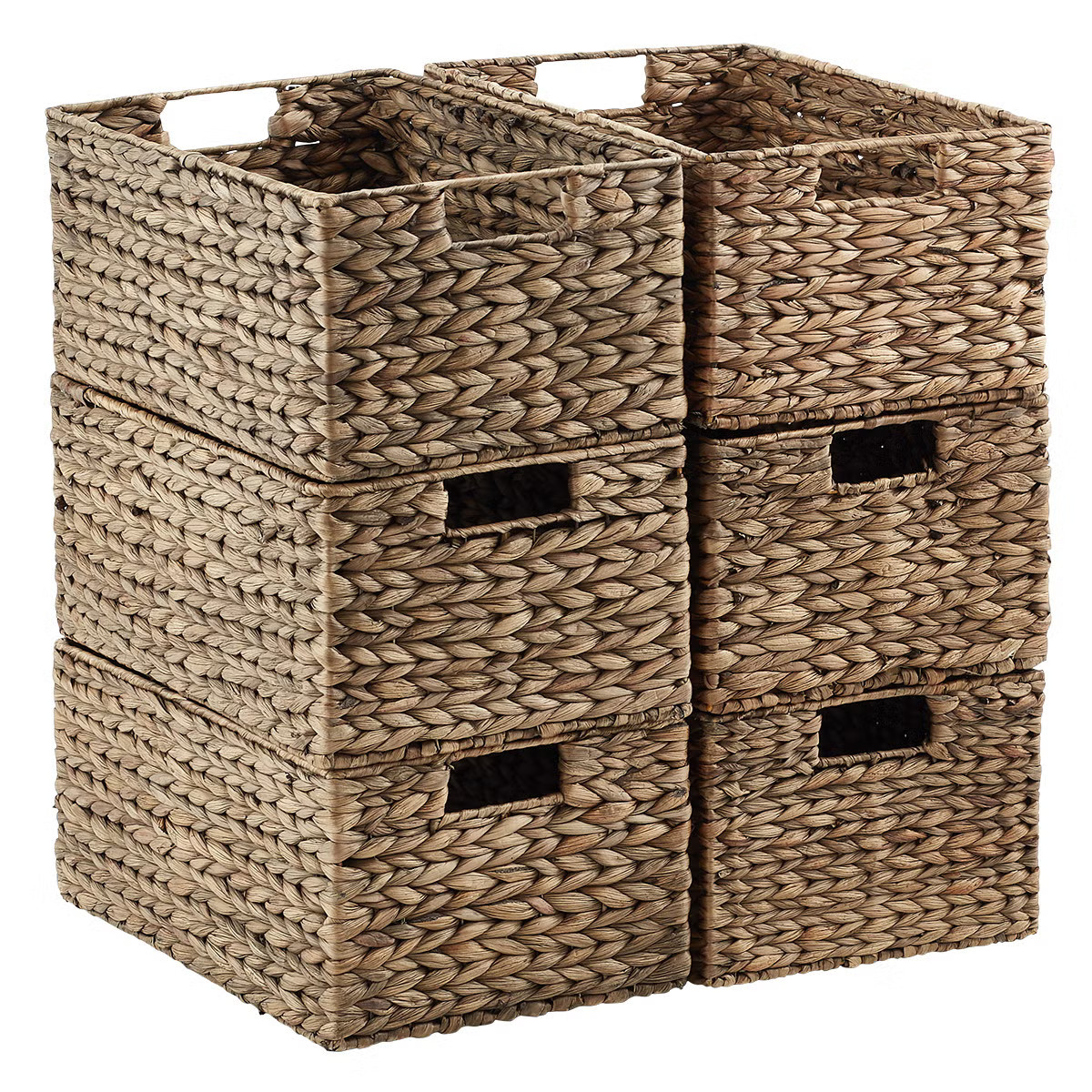 Case of 6 Medium Water Hyacinth Bin Mocha | The Container Store