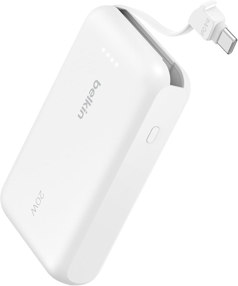 Belkin Portable Charger, Power Bank with Integrated Cable 10000 mAh 20W - Fast Charge USB C Power... | Amazon (US)