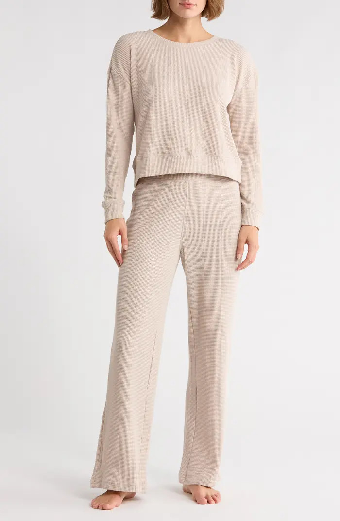 Long Sleeve Top & Pants Waffle Knit Pajamas | Nordstrom Rack