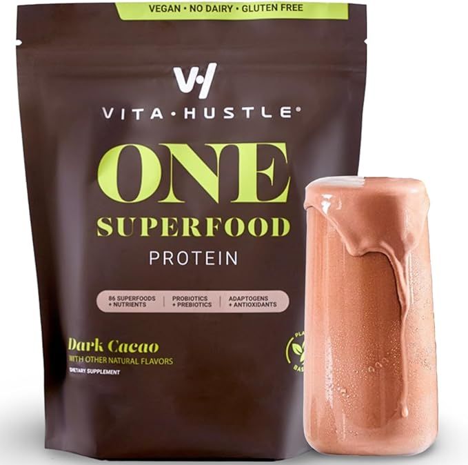 VitaHustle Superfood Plant Protein & Greens + Probiotics, Ashwagandha, Vitamins | Plant Based 20g... | Amazon (US)