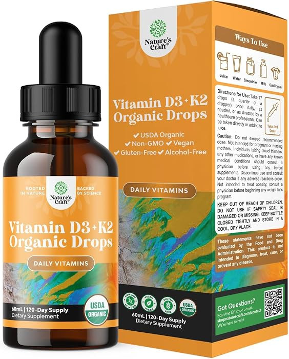 Vitamin D3 K2 Drops for Adults - Bone Health & Immune Support - 2Fl Oz | Amazon (US)