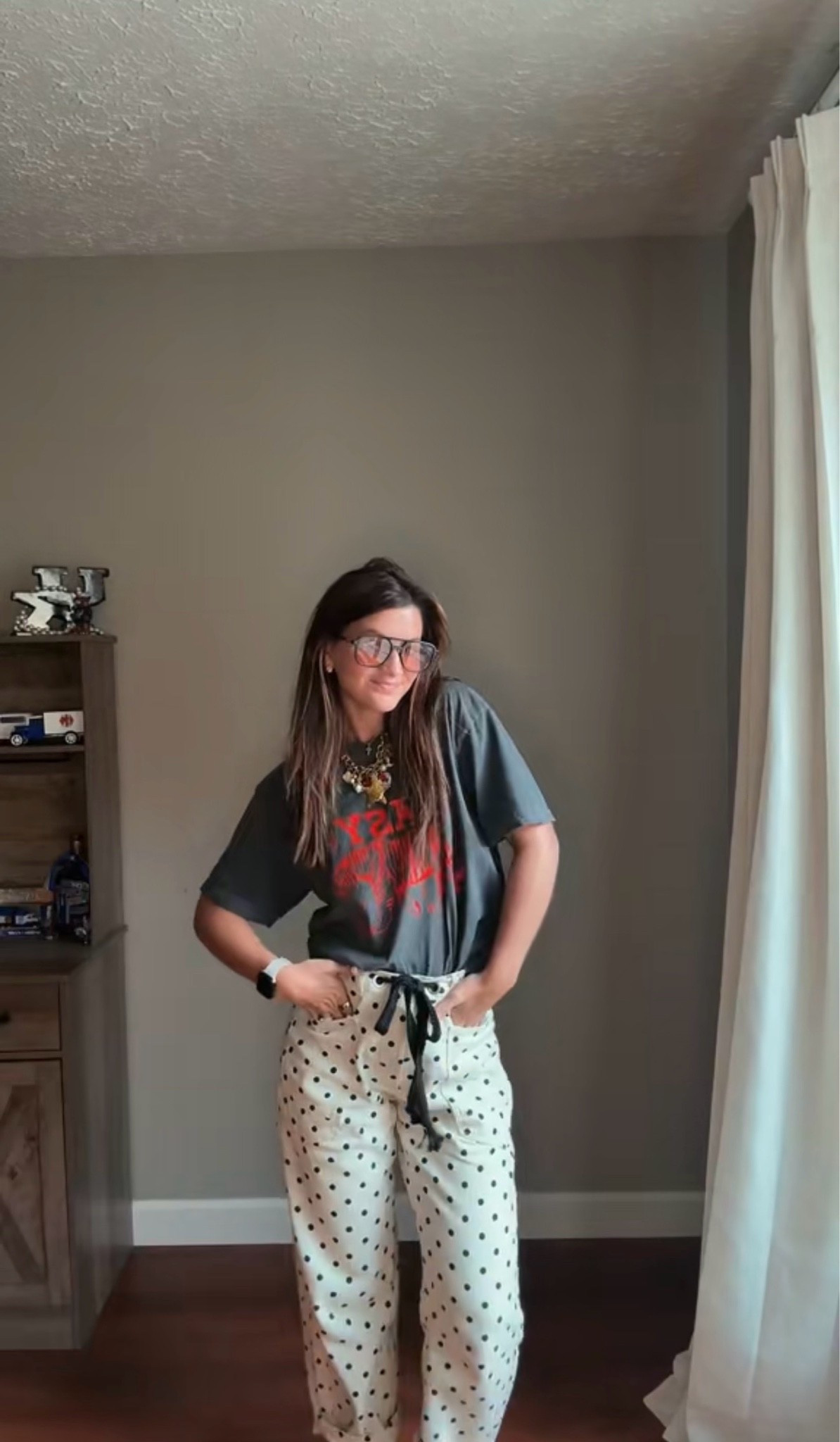 the PERFECT chic + trendy + cool teacher look ❤️‍🔥❤️‍🔥 I am so just obsessed with these polka dot pants 

use code MSATENZIE to save !!!

#LTKU #LTKSaleAlert #LTKootd