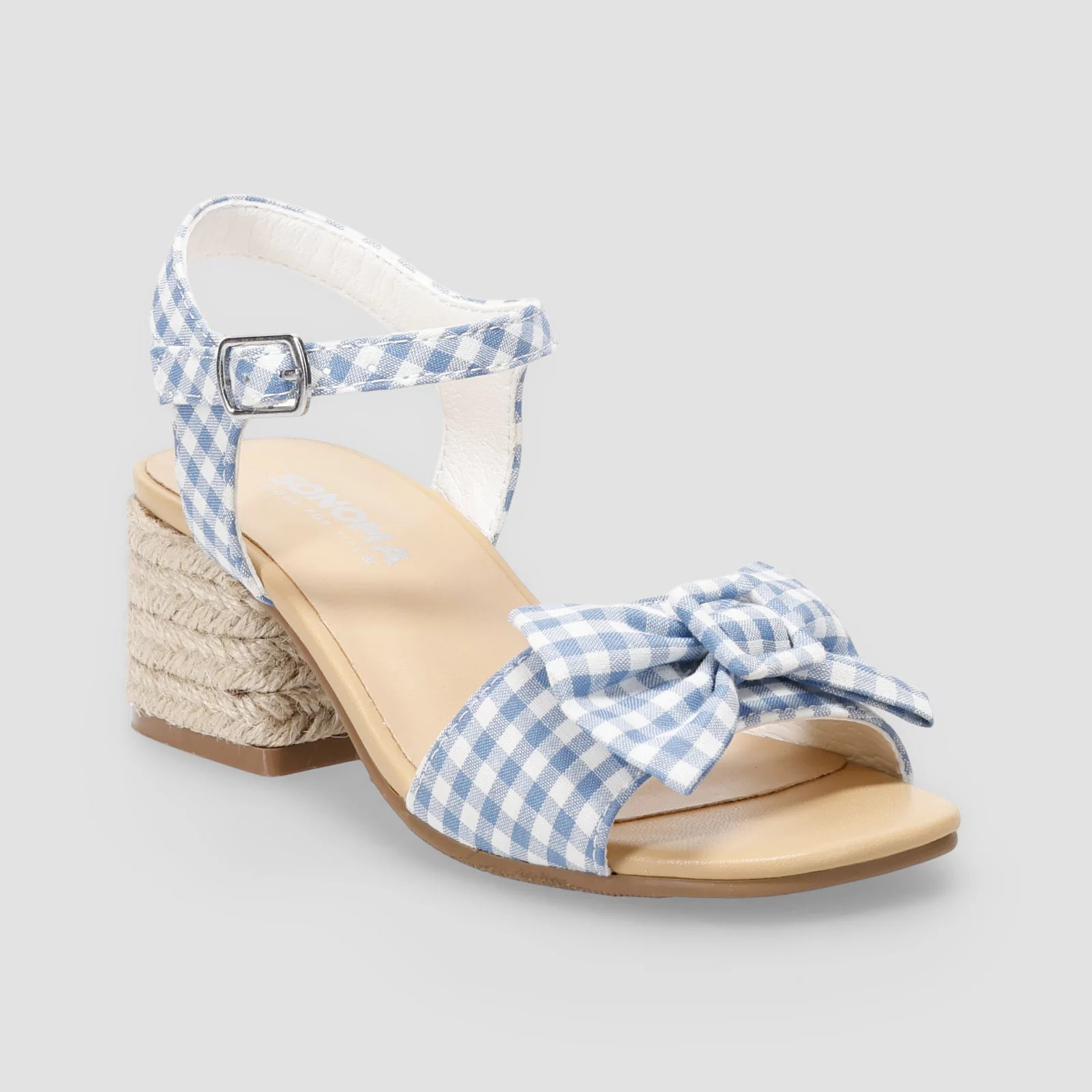 Sonoma Goods For Life® Kids Gingham Bow Block Heel Sandals | Kohl's