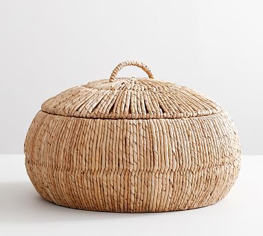 Malibu Basket, Round Basket With Lid - 12"H | Pottery Barn (US)