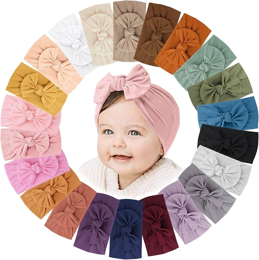Jesries 22 PCS Baby Headbands Soft Nylon Hairbands with Bows Girls Hair Accessories for Newborn I... | Amazon (US)