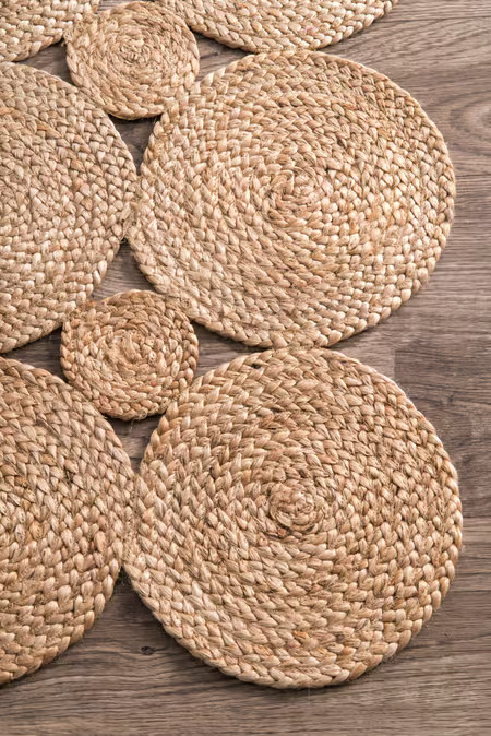 Natural Jute Decorative Circles 4' Round Area Rug | Rugs USA