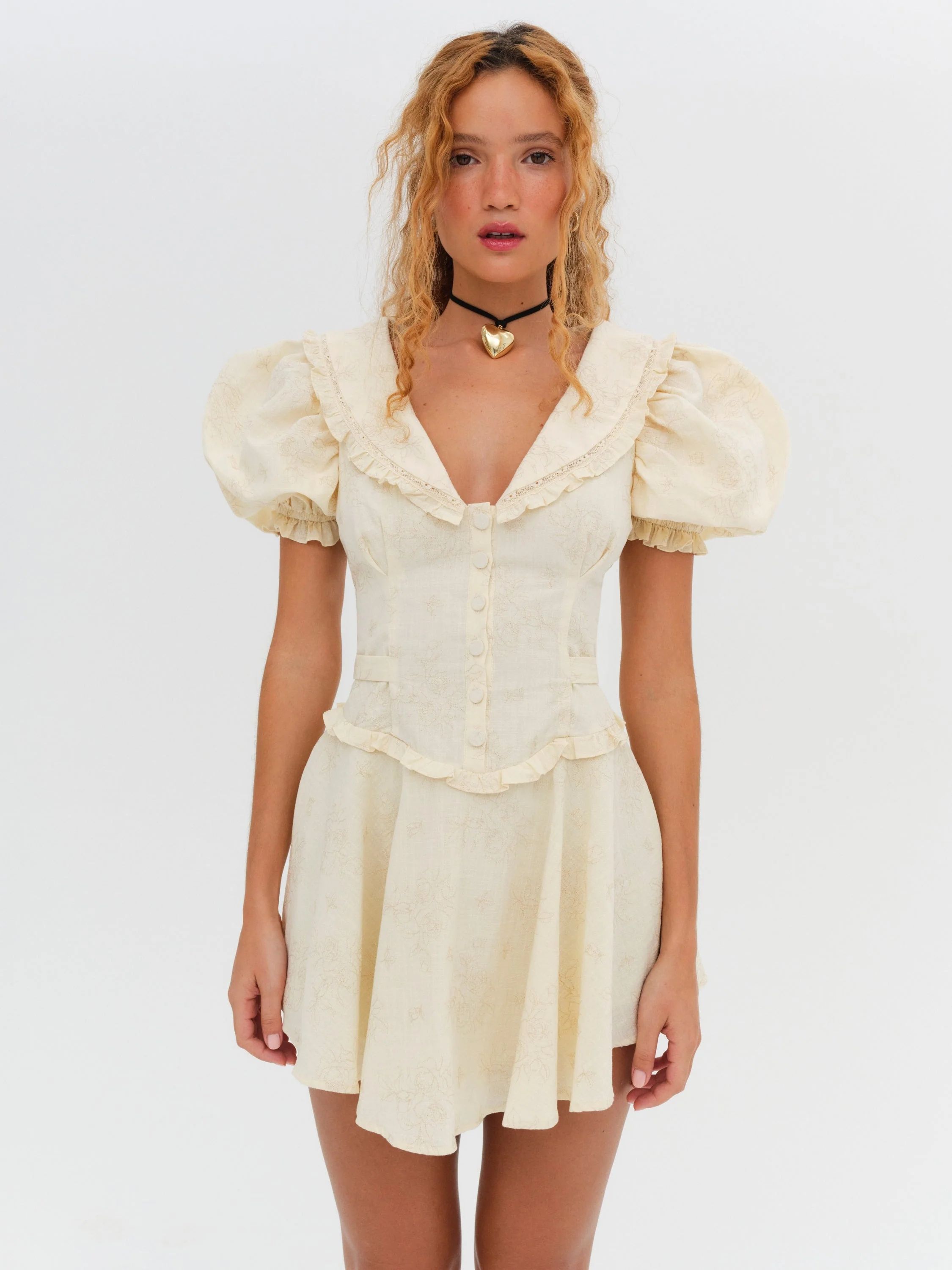 Gigi Mini Dress — Beige | For Love & Lemons