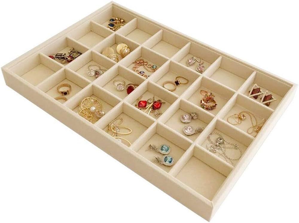 Premium Grade Velvet Sturdy Jewelry 24 Grids Display Tray Stackable Rings Necklace Gemstone Shows... | Amazon (US)