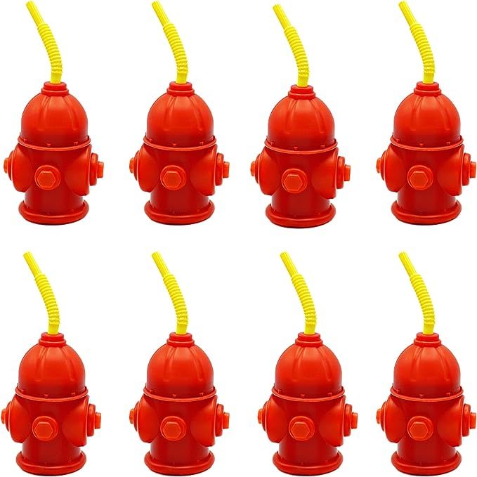 Fire Hydrant Straw Cups With Lids (10 Pack) 12oz - for Paw Dog Patrol Party Supplies, Firefighter... | Amazon (US)