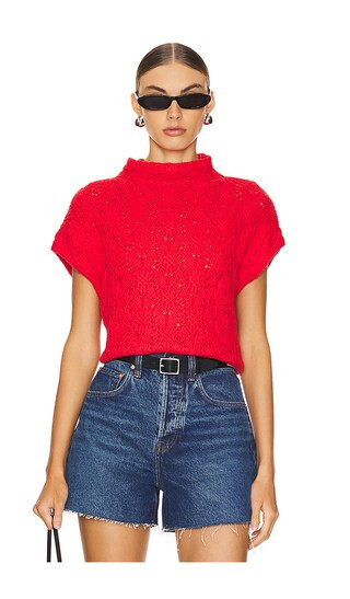 Vickie Mock Neck Sweater in Heart Eyes | Revolve Clothing (Global)