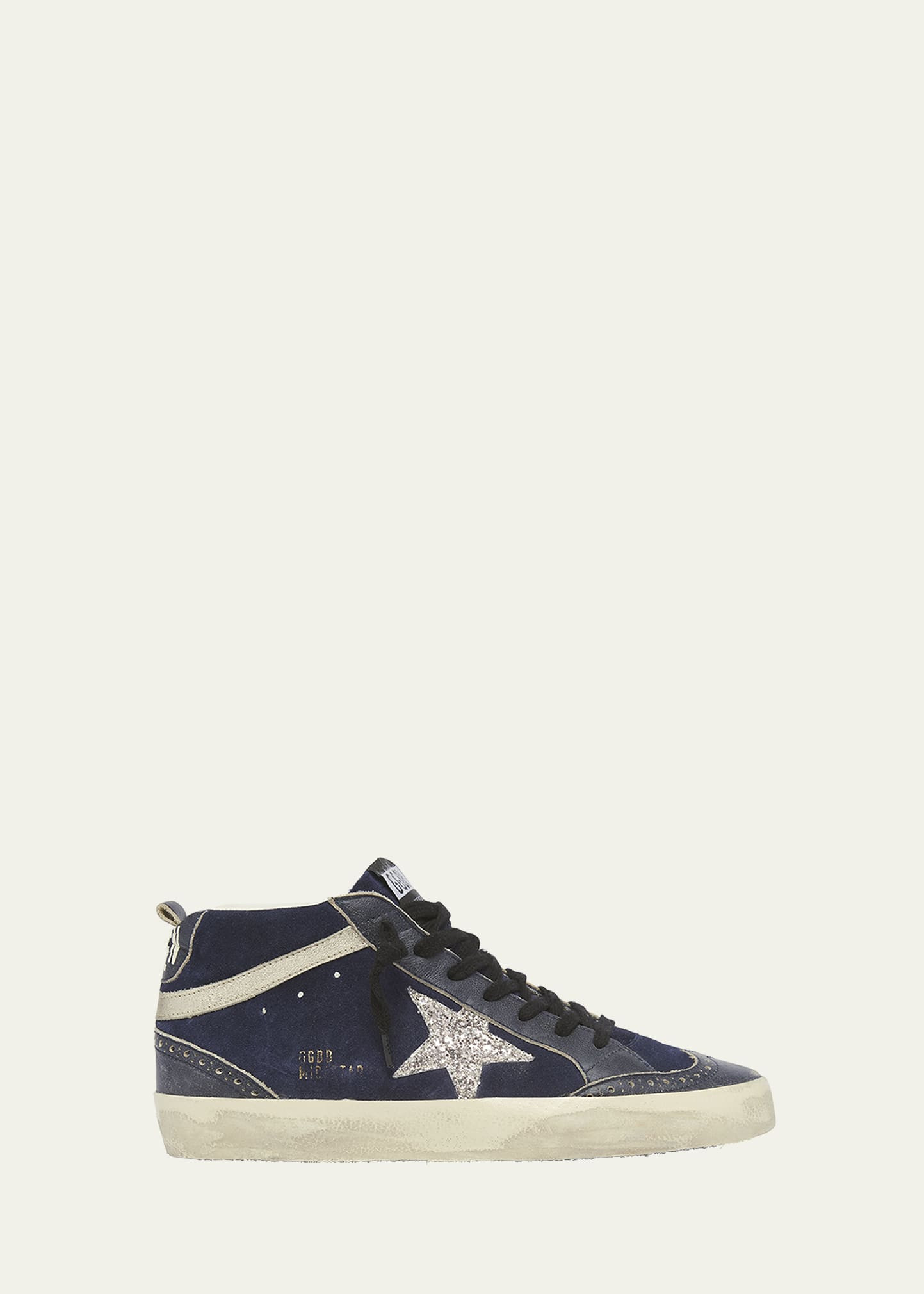 Golden Goose Mid Star Mixed Leather Wing-Tip Sneakers | Bergdorf Goodman