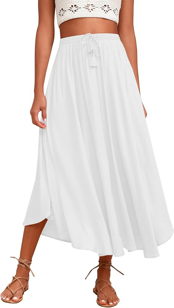 Zeagoo Womens Flowy Pleated Skirts A Line Elastic High Waisted Midi Skirt Boho Casual Long Skirts... | Amazon (US)