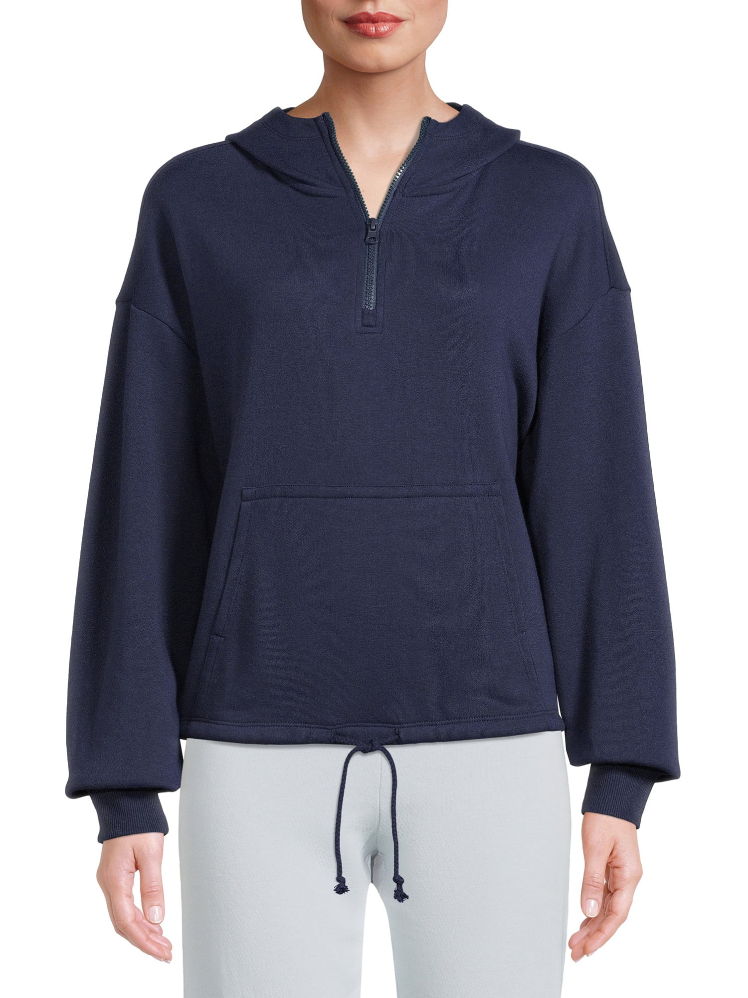 Time and Tru Women's Long Sleeve Pullover Half Zip Hoodie - Walmart.com | Walmart (US)
