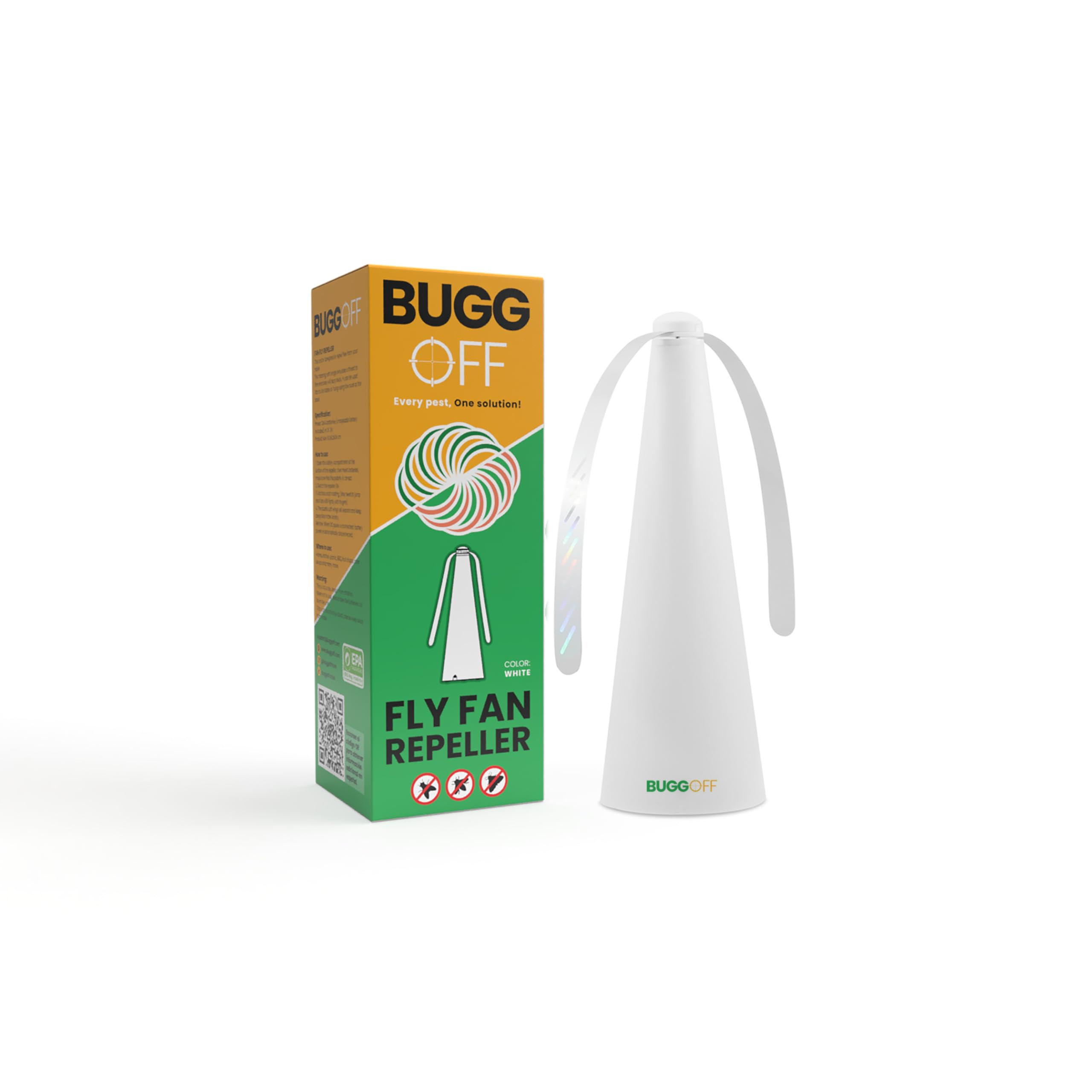 BUGGOFF White Fly & Flying Insect Repellent Fan with Twin Blades, Table top & Hangable, Battery P... | Amazon (US)