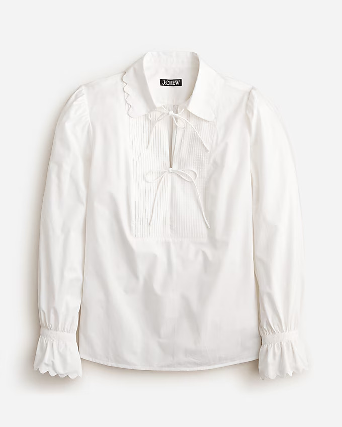 Scalloped popover top in cotton poplin | J. Crew US