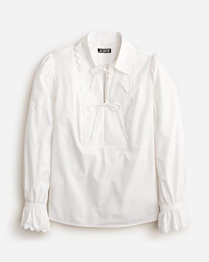 Scalloped popover top in cotton poplin | J.Crew US