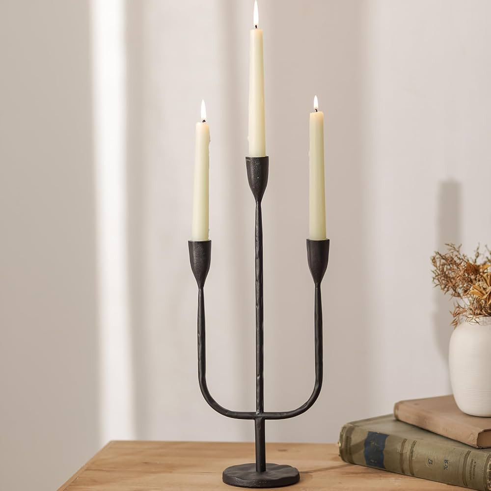 Romadedi Candelabra Balck Candlestick Holders: Taper Candle Holders Metal Tall Vintage Candle Hol... | Amazon (US)