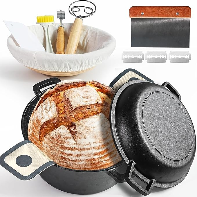 Advanced Cast Iron Dutch Oven for Baking, With Banneton Bread Proofing Basket & Baking Supplies, ... | Amazon (US)