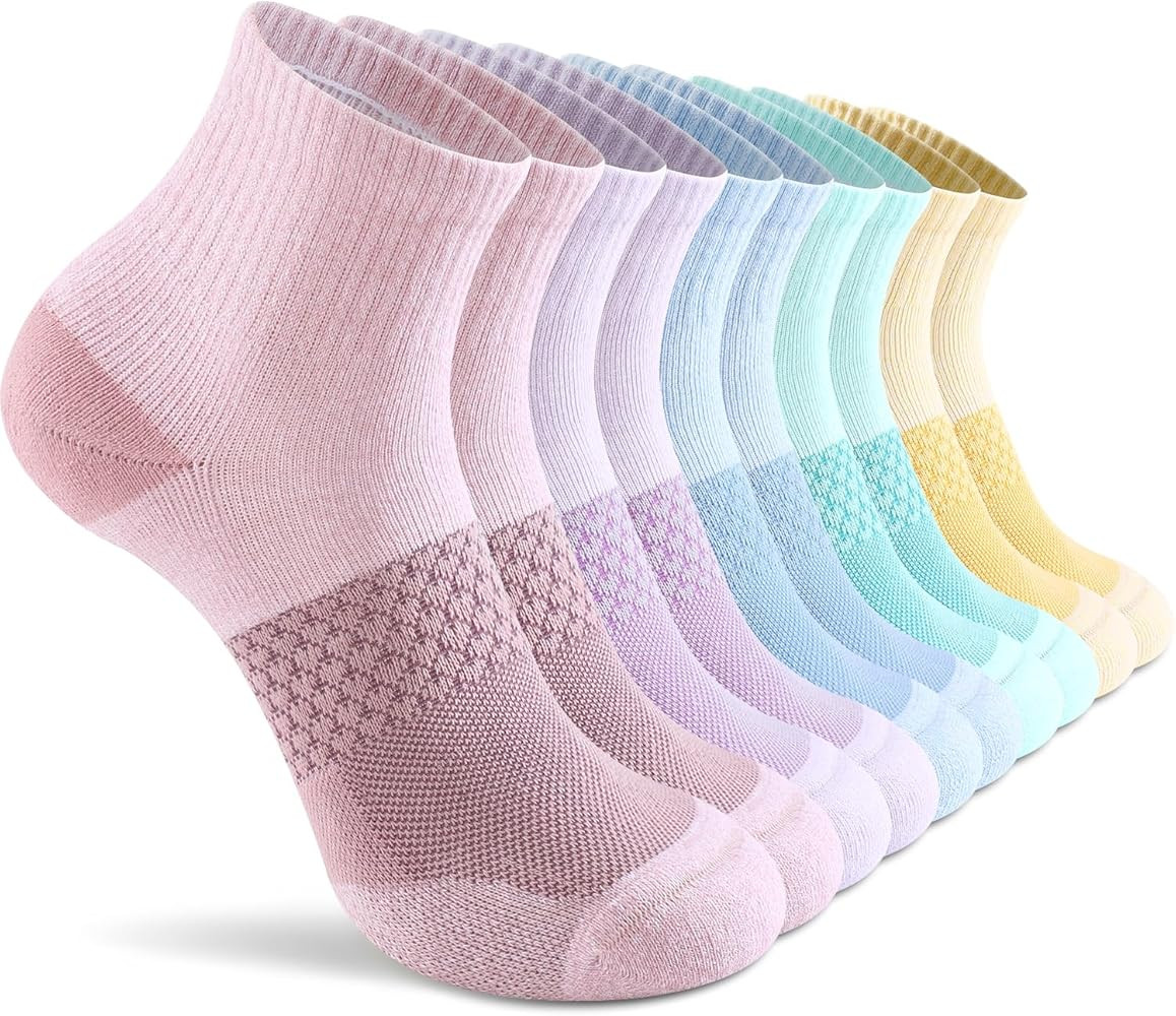 CS CELERSPORT 5 Pairs Women's Ankle Socks Running Athletic Sport Socks with Cushion | Amazon (US)