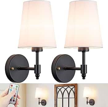 Battery Wall Sconces Set of Two,Battery Operated Sconces Up to 50 Hours Long Life,Rechargeable Co... | Amazon (US)