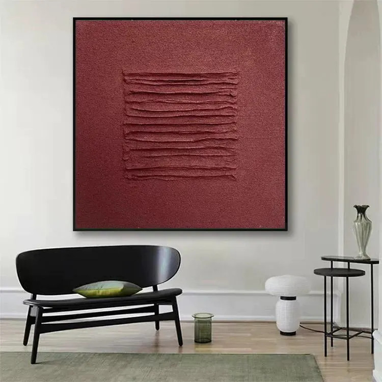 Large Red Abstract Oil Painting: Minimalist Wabi Sabi Textured Wall Art | Etsy (Global)