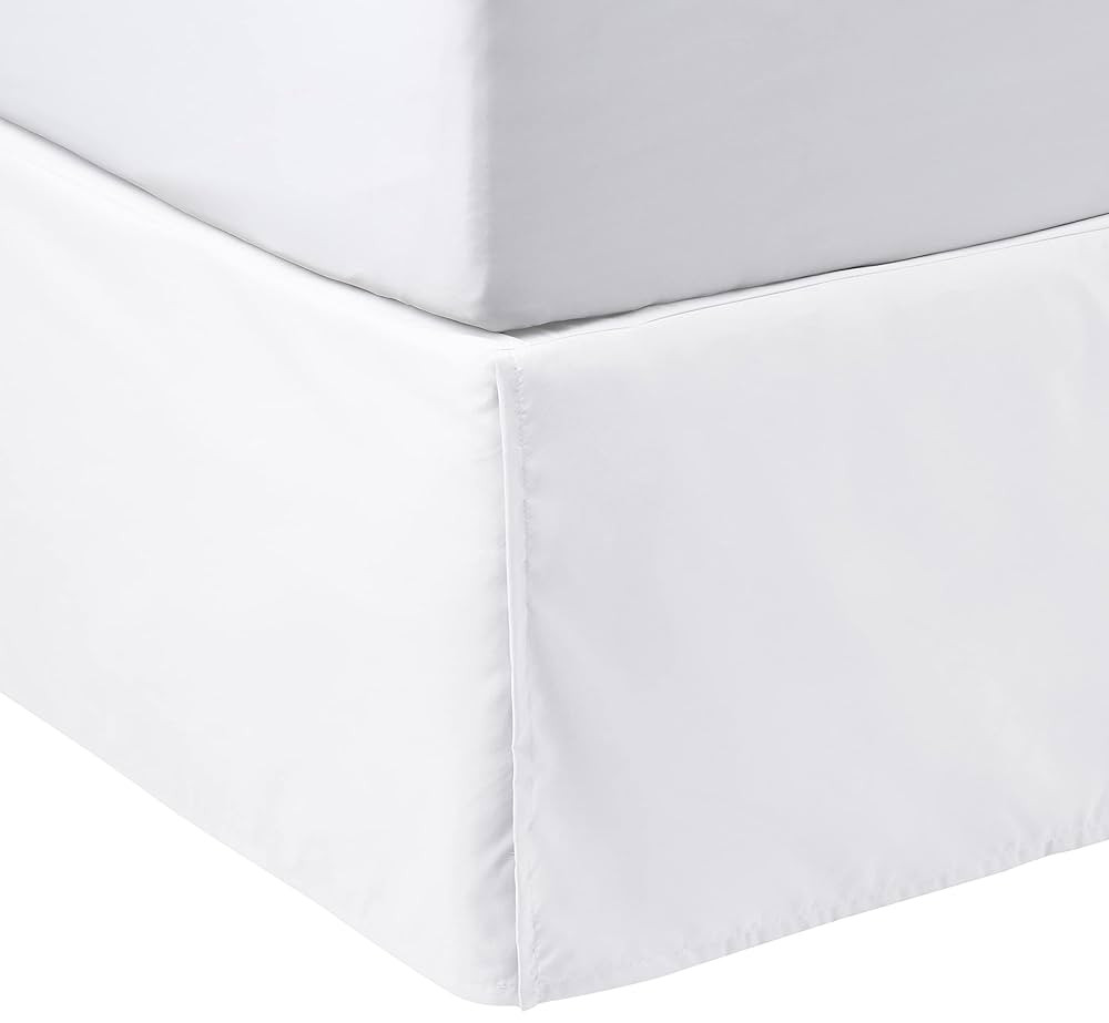 Amazon Basics Lightweight Pleated Bed Skirt, Queen, Bright White, Solid | Amazon (US)