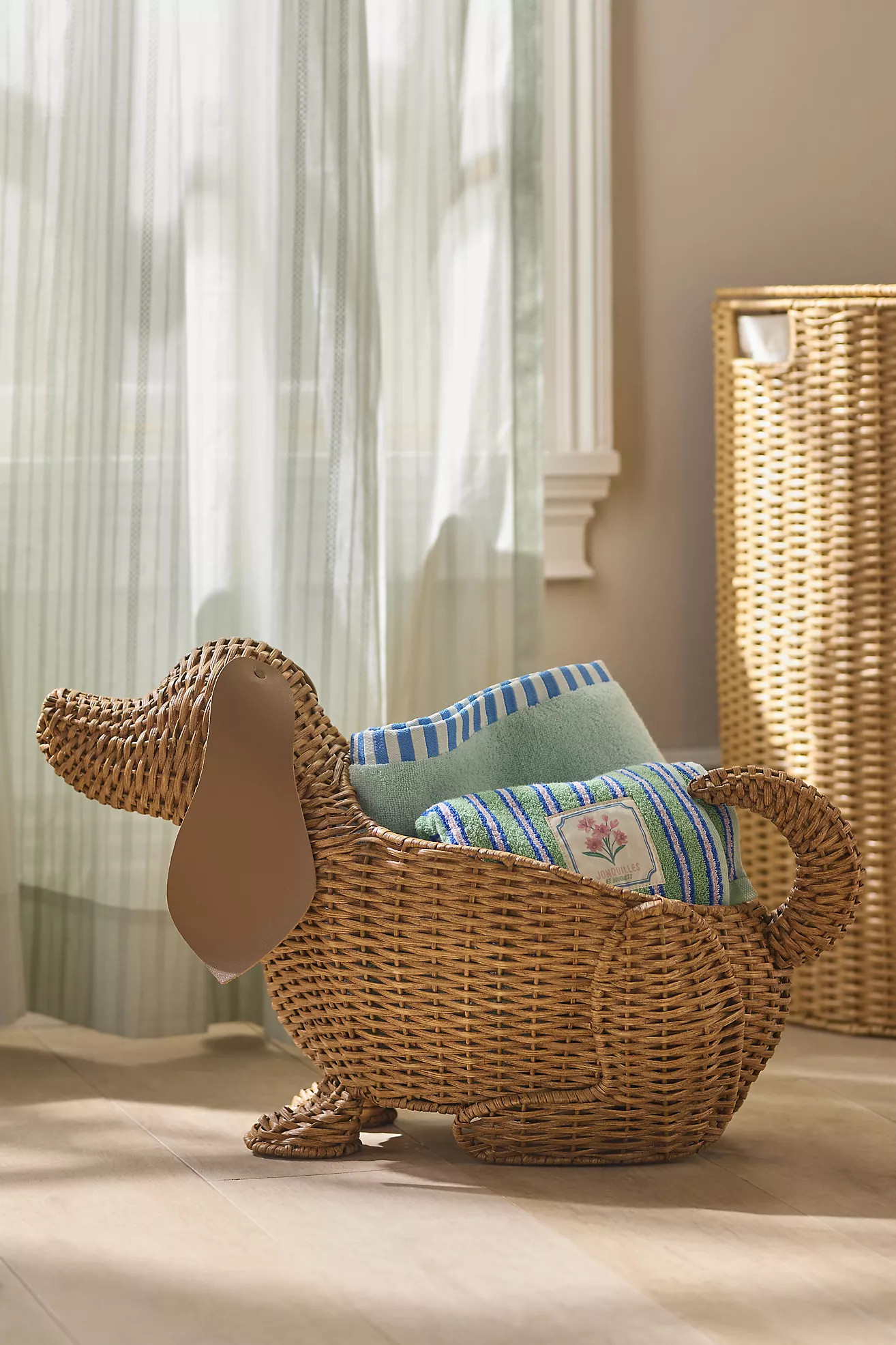 Basset Hound Dog Woven Wicker Basket | Anthropologie (US)