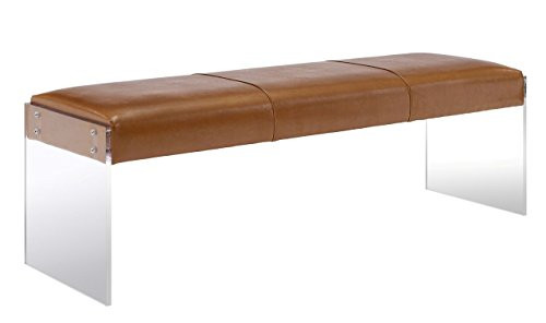 Tov Furniture Envy Leather/Acrylic Bench, Brown | Amazon (US)
