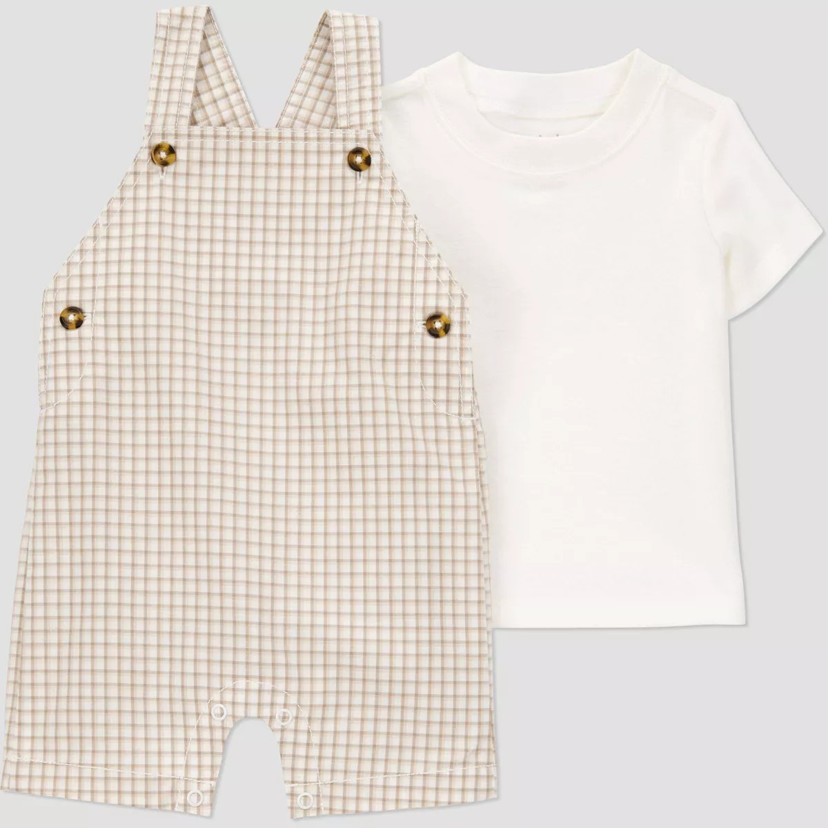 Carter's Just One You®️ Baby Boys' Gingham Shortalls - Brown 18M | Target