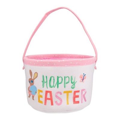 "Happy Easter" Canvas Embroidery Basket Warm - Spritz™ | Target